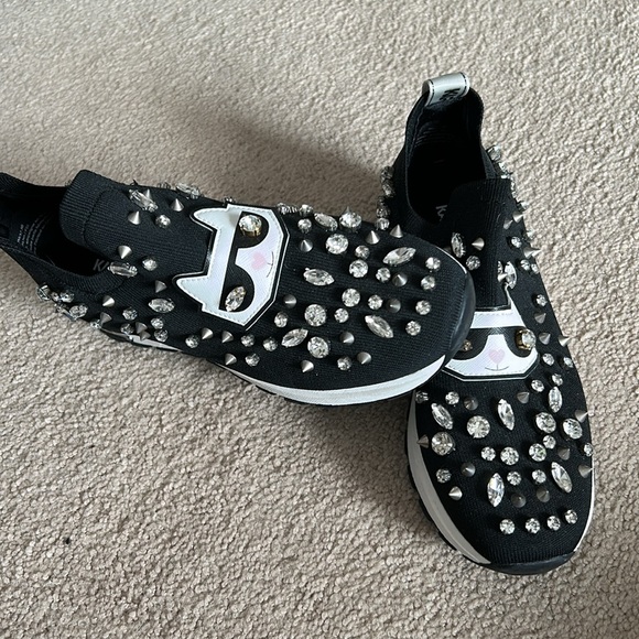 Karl Lagerfeld Shoes - Karl Lagerfeld Black and White Crystal Sneakers